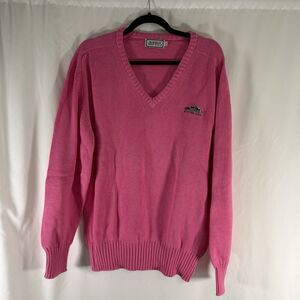Vintage Keystone Ranch Aureus Sweater Womens Medium Hot Pink Knit Vneck Pullover